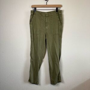 J Crew Zip Up Seaside Pants Olive Green Lightweight Casual Bottoms AJ454 Size 10